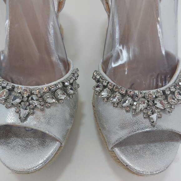 Refresh Beverly Silver Rhinestone Wedges Women's Size 7.5 - Picture 3 of 12